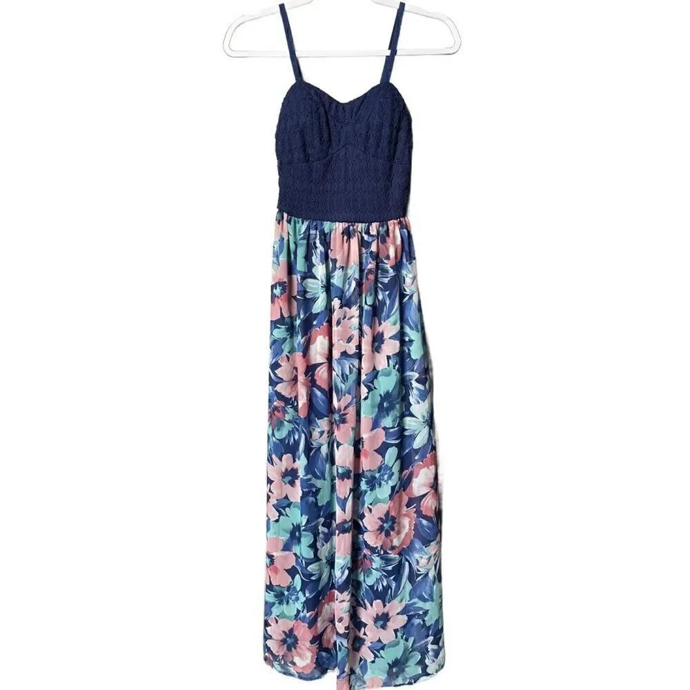 Lily Rose Maxi Dress w/Knit Top & Lined Floral Chiffon Skirt (Size: XS)